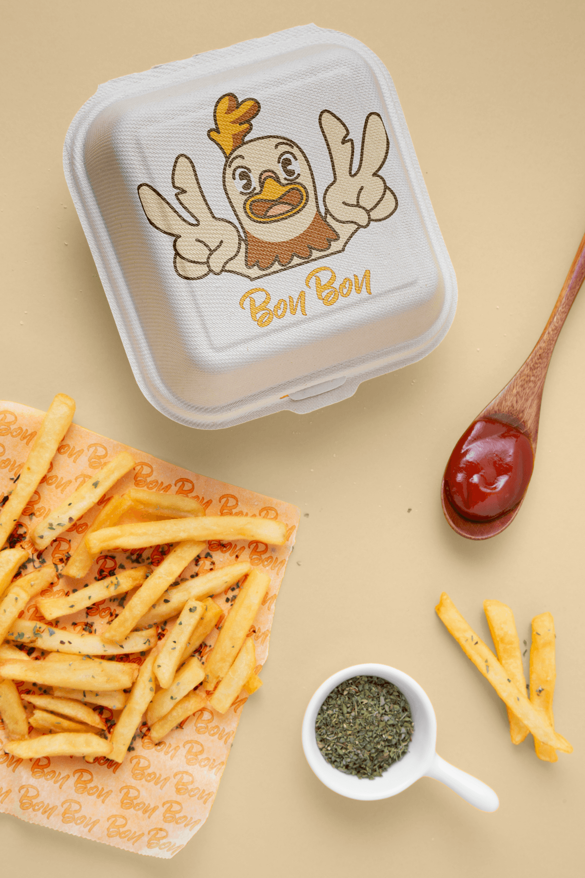 Bon Bon Chicken packaging mockup