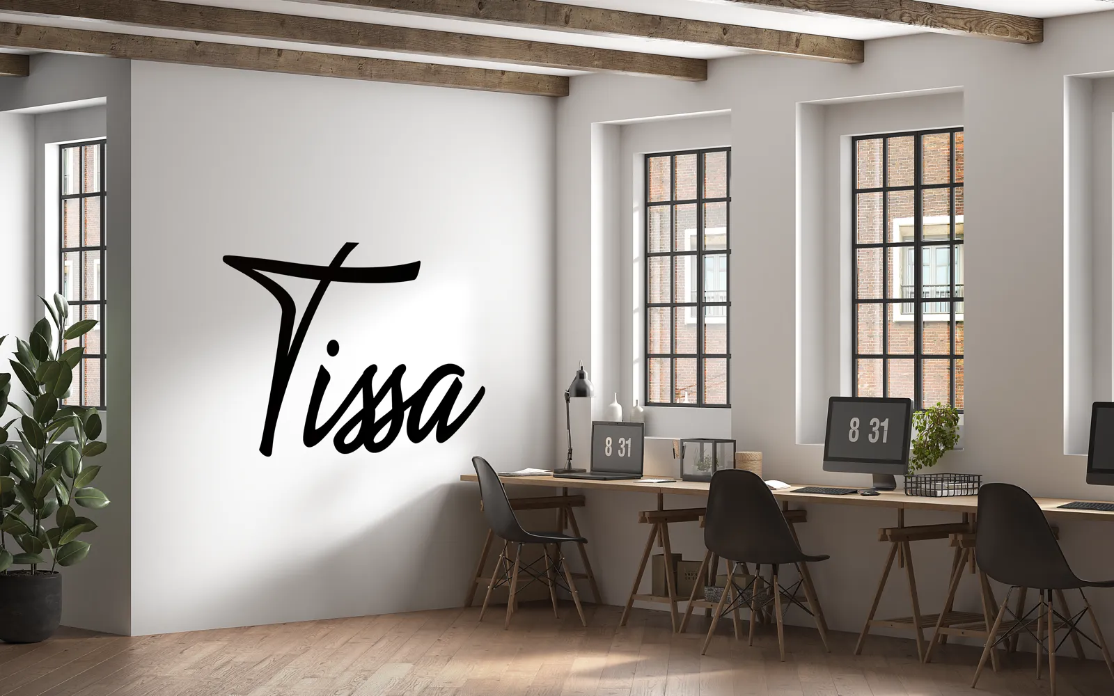 TISSA studio — a quiet modern workspace where brand decisions are made